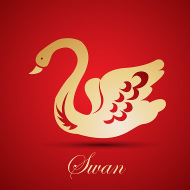 Golden swan. Vector clipart