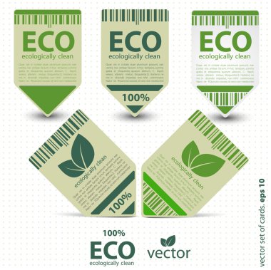 Eco labels with retro vintage design. Vector clipart