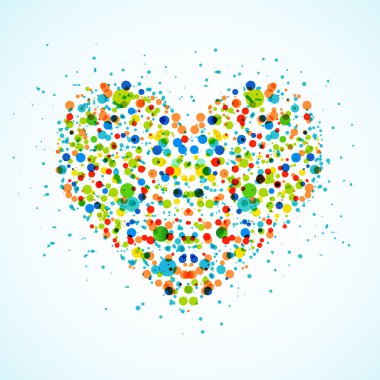 Heart made with color spots. Vector clipart