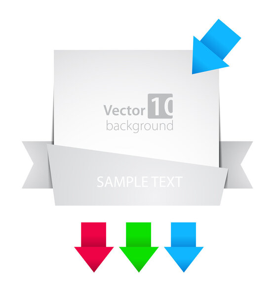Vector banner with ribbon and color arrows