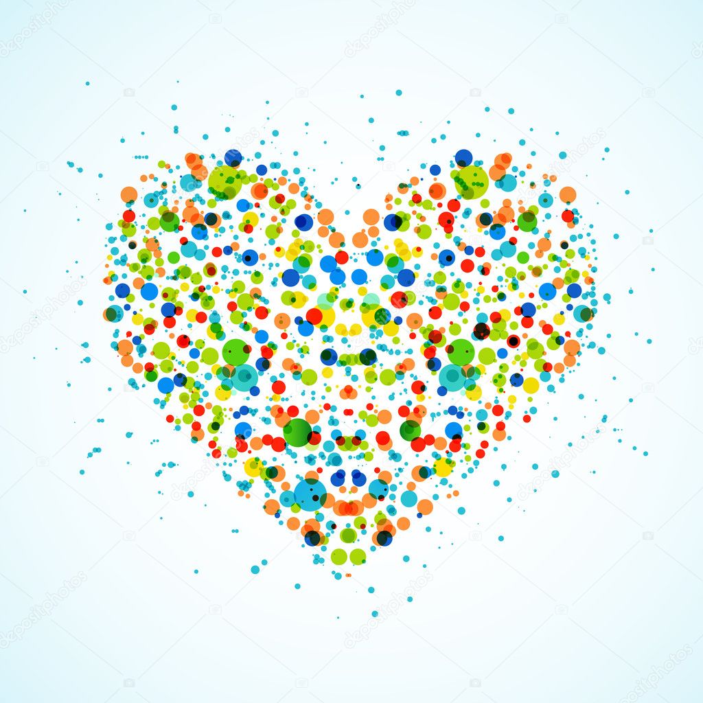 Heart made with color spots. Vector
