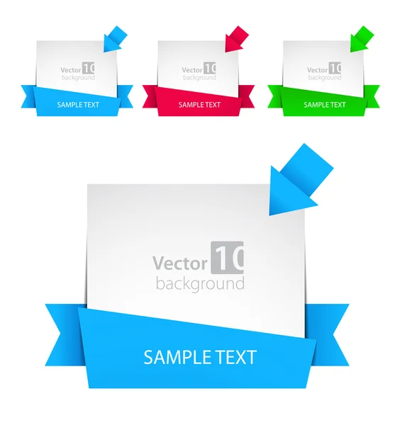 Vector banner with ribbon and color arrows — Stock Vector