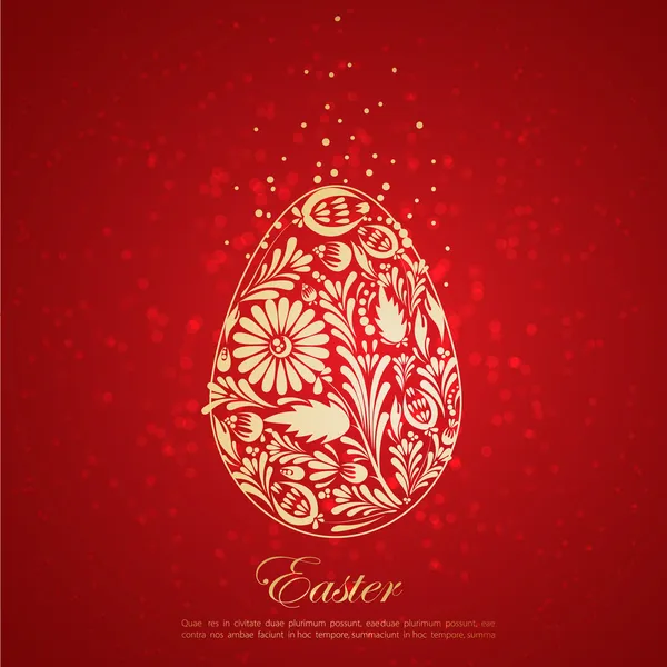 Květinové zlaté velikonoční vajíčko. vektor — Stockový vektor
