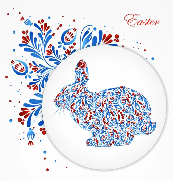 Streszczenie kwiatowy Wielkanoc królik. wektor — Wektor stockowy