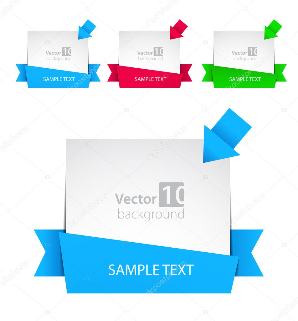 Vector banner with ribbon and color arrows