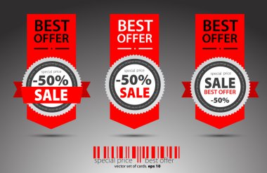 Set of red vector sale tickets. clipart