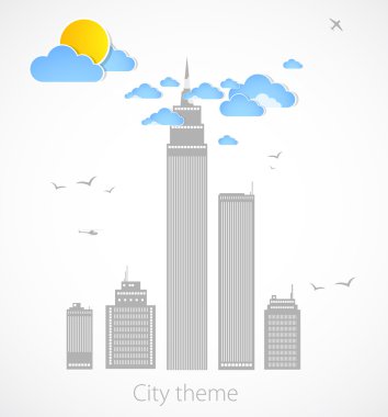 Sky-scraper. City theme background. Vector clipart