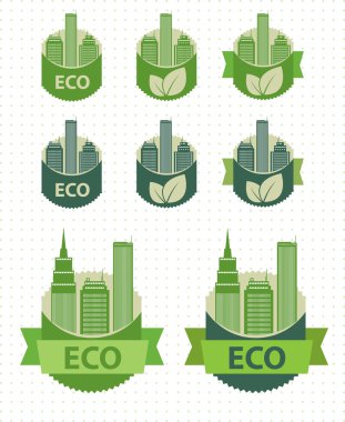 Eco labels city theme. Vector clipart