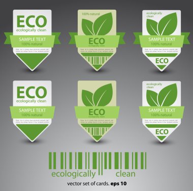 Eco labels with retro vintage design. Vector clipart