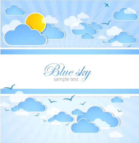 天気の良い日の背景。雲と青い空。ベクトル — ストックベクタ