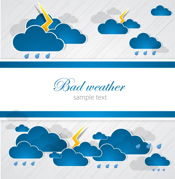 Bad weather blank. Sky with clouds and lightnings — Stock Vector