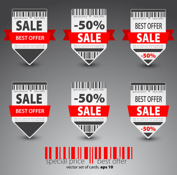 Set of red vector sale tickets.