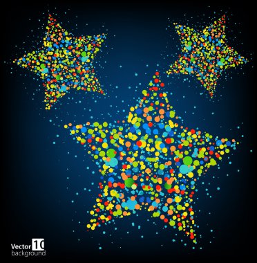 Abstract background with color stars. Vector clipart