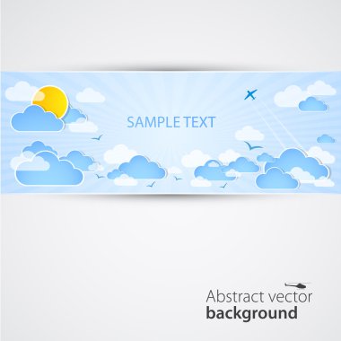 Good weather background. Blue sky with clouds. Vector clipart