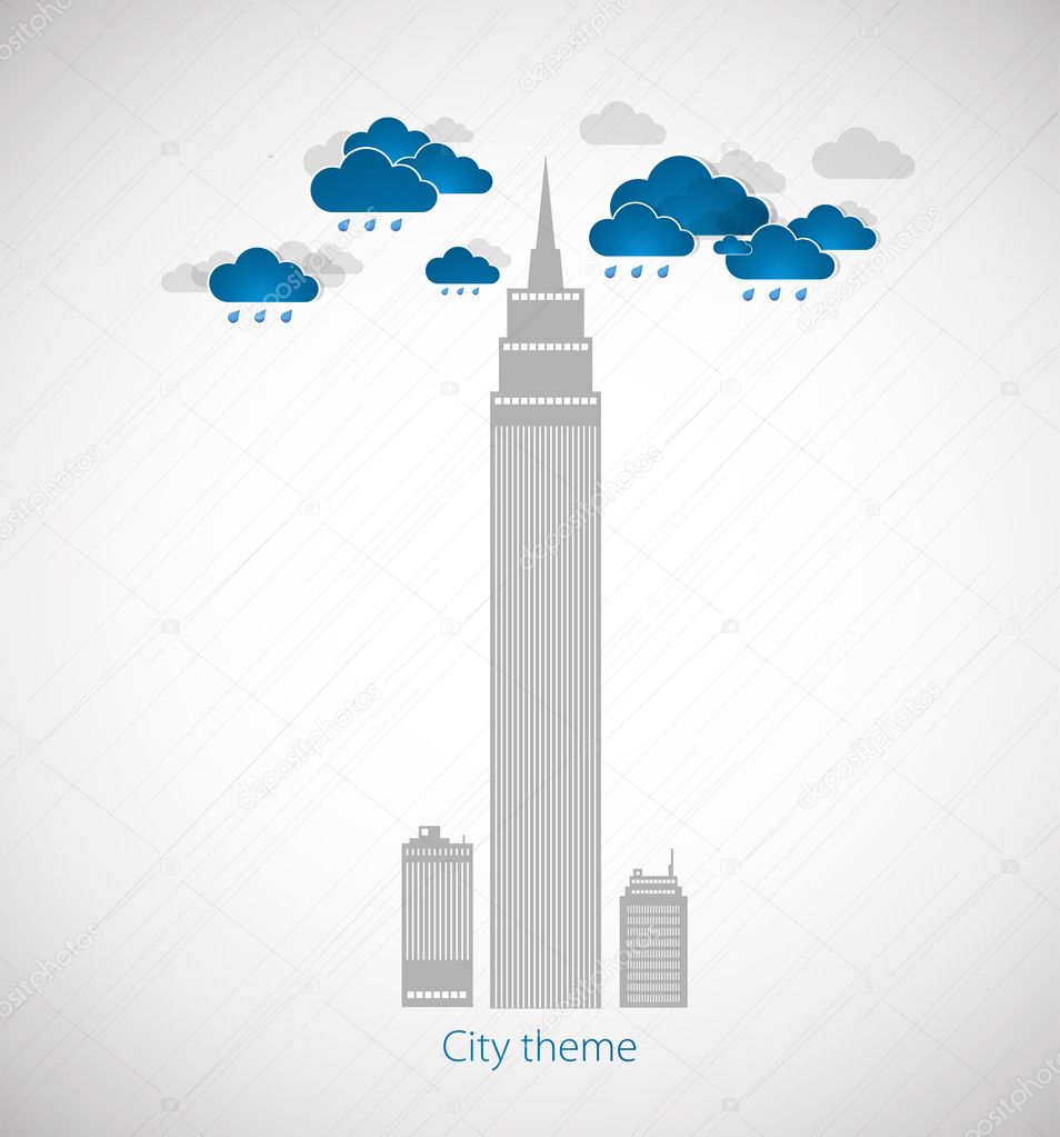 Rainy weather background. City theme