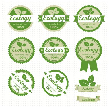 Eco labels with retro vintage design. Vector clipart