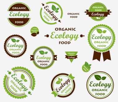 Eco labels with retro vintage design. Vector clipart