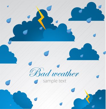 Bad weather background. sky with clouds and lightnings clipart