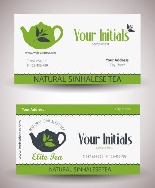 Vector retro vintage business card for tea business. clipart