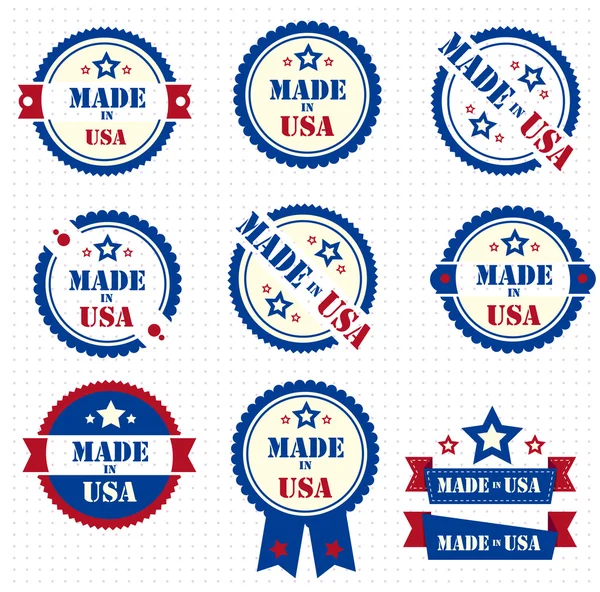 Set di etichette Made in USA. Vettore — Vettoriale Stock