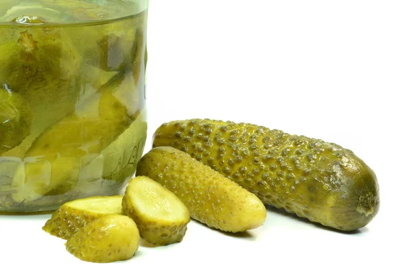 A jar of pickled gherkins — Stock Photo, Image