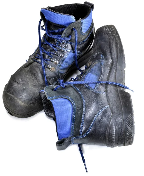 Pár starých používané pracovní boty — Stock fotografie