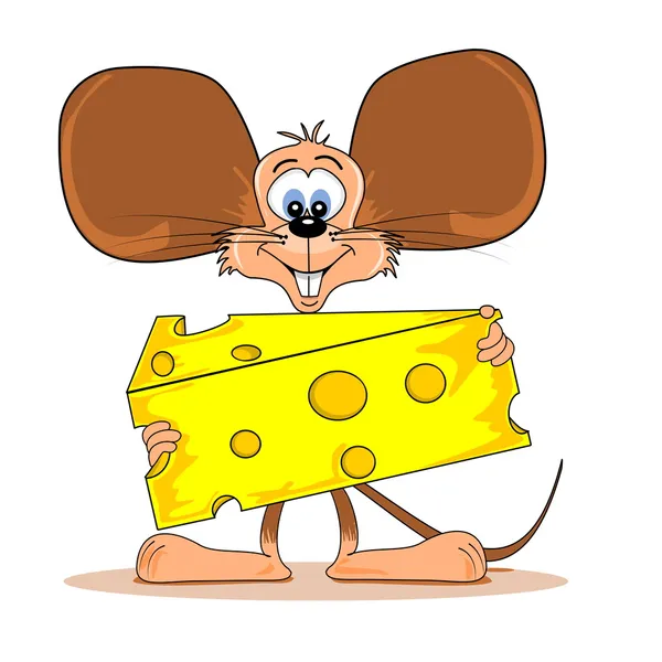 Un ratón de dibujos animados con queso — Archivo Imágenes Vectoriales