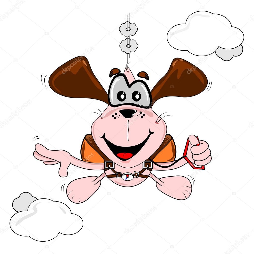 Carton dog parachuting