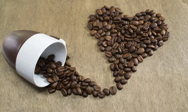Coffee beans heart shape — Stock Photo, Image