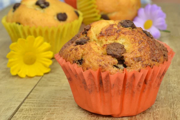 Muffin fatti in casa con gocce di cioccolato — Foto Stock