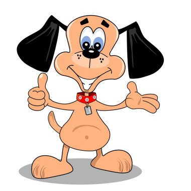 bir sunuyu poz karikatür köpek