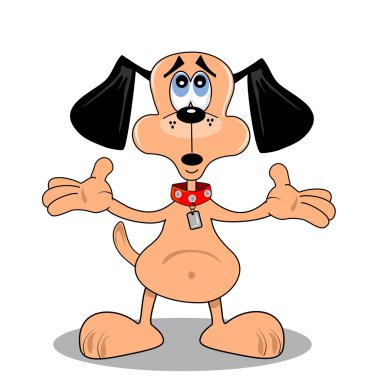 A cartoon dog looking upwards clipart