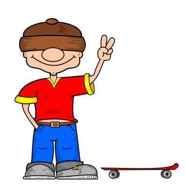 A cartoon skater boy clipart