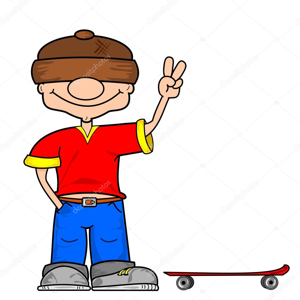 A cartoon skater boy