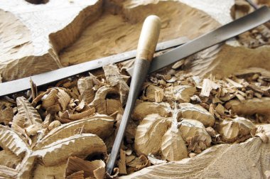 Carving wood tools clipart