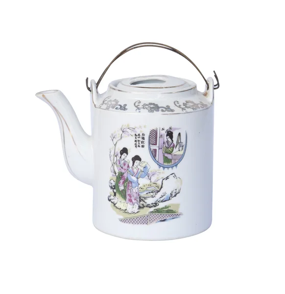 Chinese theepot op wit — Stockfoto