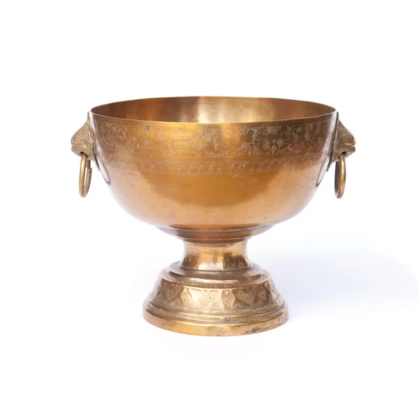 Antique vintage gold, brass bowl — Stock Photo, Image