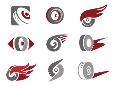 Vector rolling wheel symbols clipart