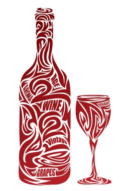 Wine glass and bottle clipart