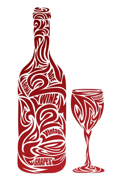 Verre à vin et bouteille — Image vectorielle