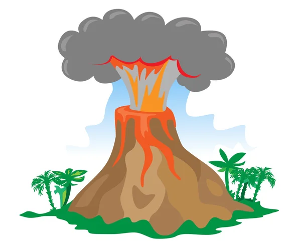 Volcán explosivo de vectores — Vector de stock