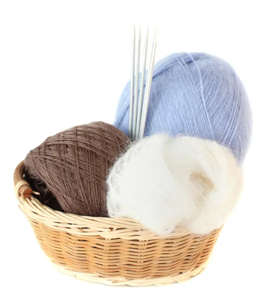 Balls of threads in a basket — Stock Photo, Image