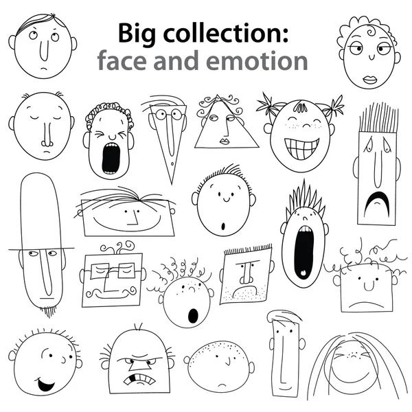 Collectie-gezicht-emotie — Stockvector