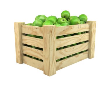 Green Apples in Fruit Crate clipart