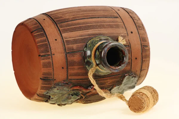 Brown ceramic small keg. Plug in the cord — Stock Photo, Image