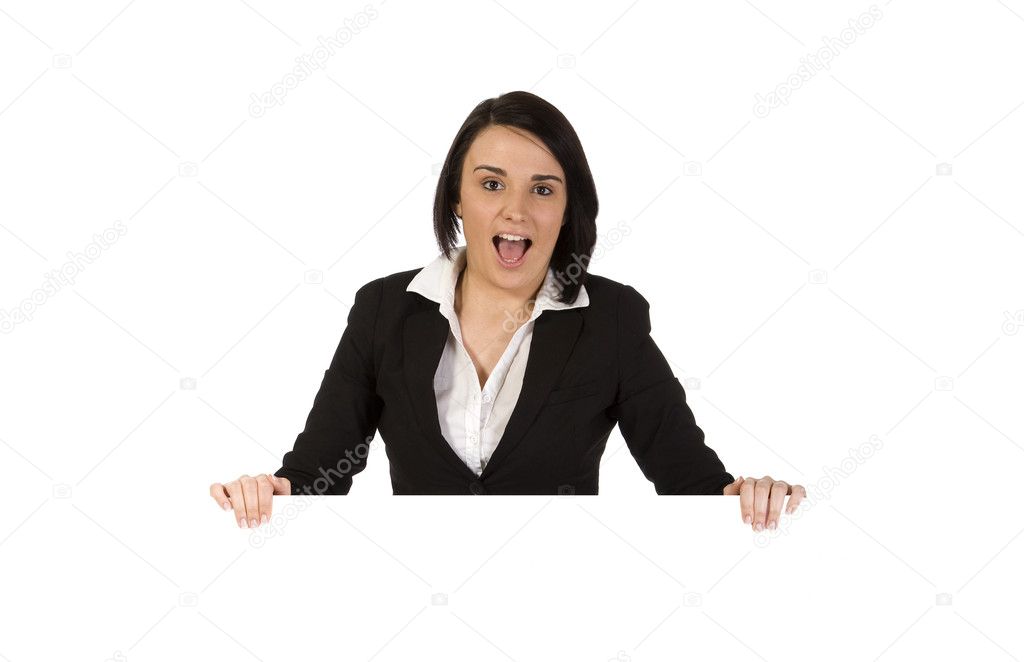 Businesswoman showing an empty board