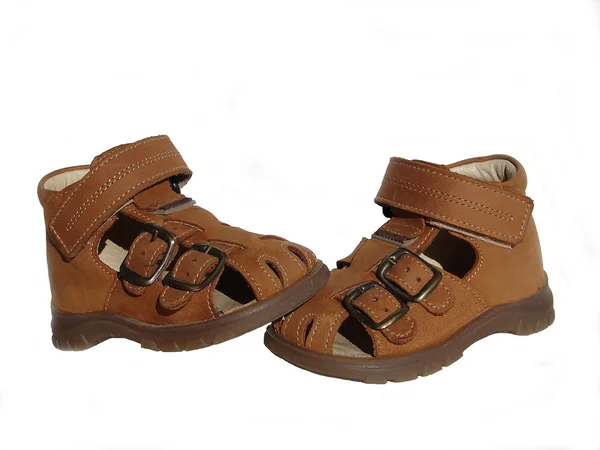Baby's bruine schoenen — Stockfoto