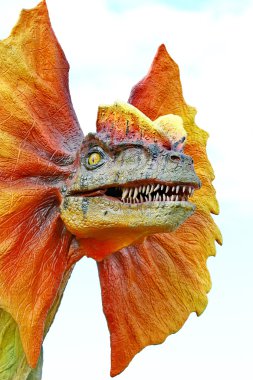 Dilophosaurus dinozor turuncu yakalı