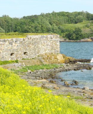 taş duvar suomenlinna sveaborg Kalesi, Helsinki, Finlandiya