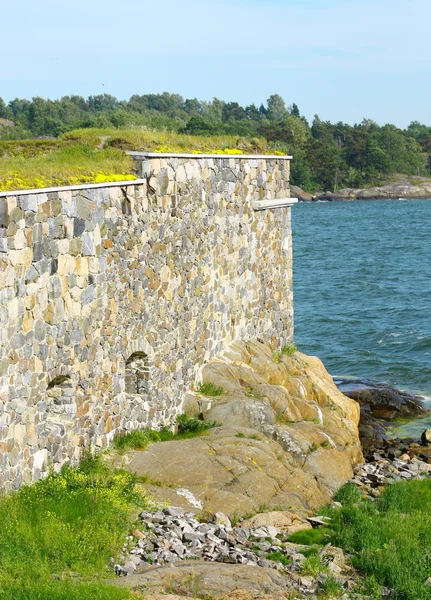 stock image Stone Wall of Suomenlinna Sveaborg Fortress in Helsinki, Finland